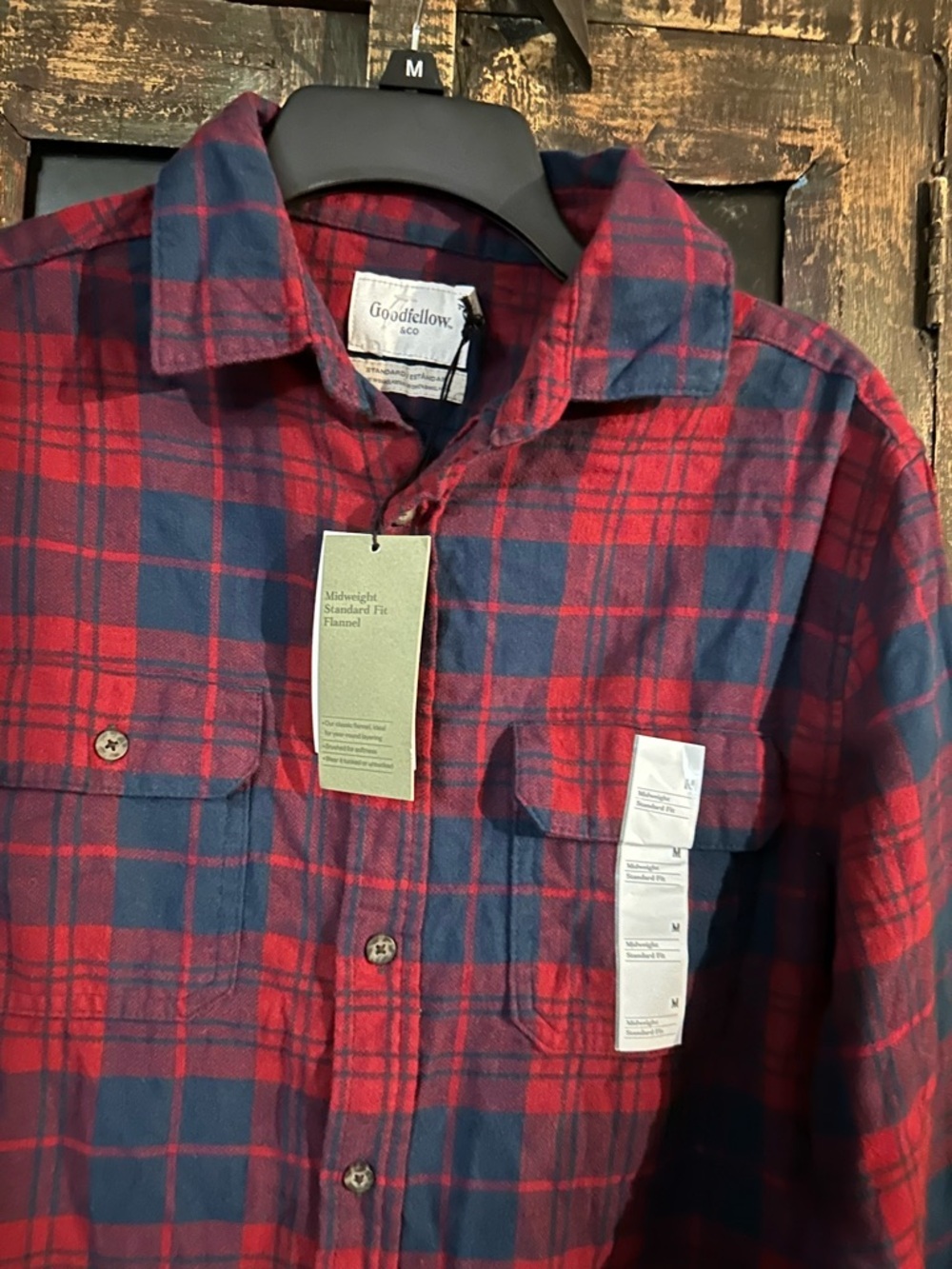 Men’s Midweight Standard Fit Long-Sleeve Flannel - Goodfellow & Co NWT M - Picture 2 of 5